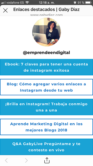 agregar enlaces a instagram